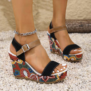 Women's Open Toe Ethnic Style Platform Wedge Sandals