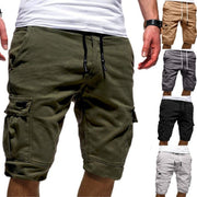 Men's casual jogger cargo shorts in various colors including army green, khaki, black, dark gray, white, and navy blue for workouts and summer wear.