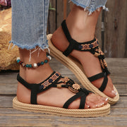 New Large Size Flat Bottom Ultra-light Sole Beaded Sandals