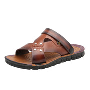 Leather soft bottom men's sandals and slippers