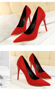 Women's Classic High Heels Pumps Super High Stiletto Office Shoes Fashion Large Size Grey Green Slip-On Pointed Toe