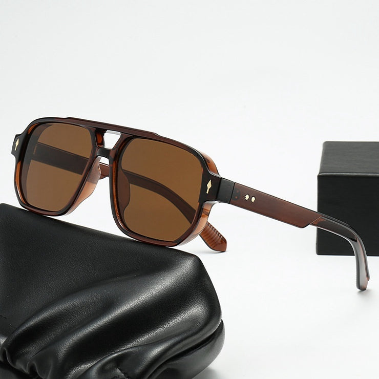 Square Fashion Double Beam Sunglasses Men&