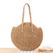 Simple Round Shoulder Bag Straw Handbag Summer Beach Bags