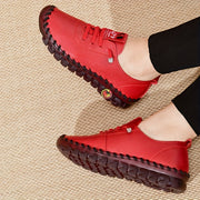 Women's Beige & Burgundy Round-Toe Casual Shoes Comfortable All-Season Synthetic Upper Cushioned PVC Sole for Square Dance Daily Wear Hand Washable