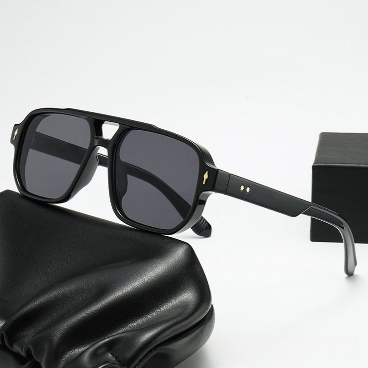 Square Fashion Double Beam Sunglasses Men&