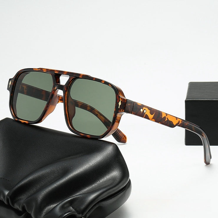 Square Fashion Double Beam Sunglasses Men&