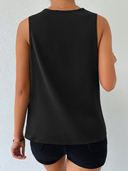 Chic Sleeveless Cowl Neck Blouse for Women Elegant Draped Top Solid Color Casual Wear Polyester Spring/Summer Fashion