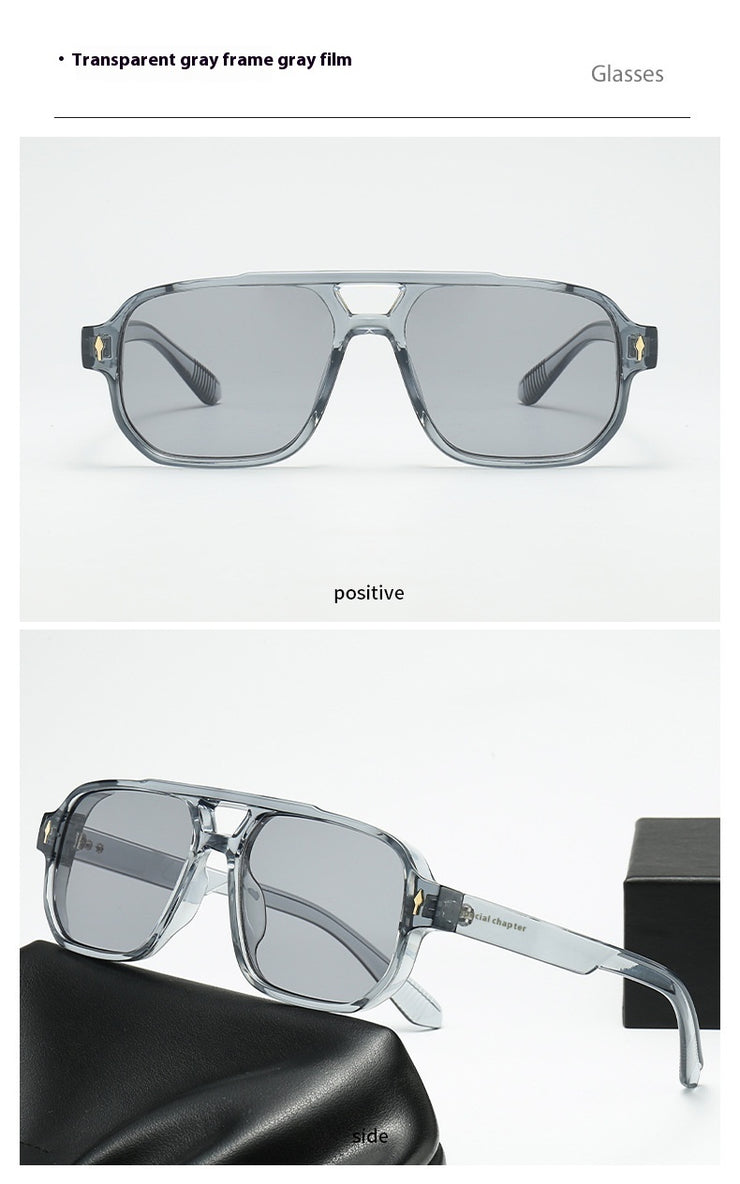 Square Fashion Double Beam Sunglasses Men&