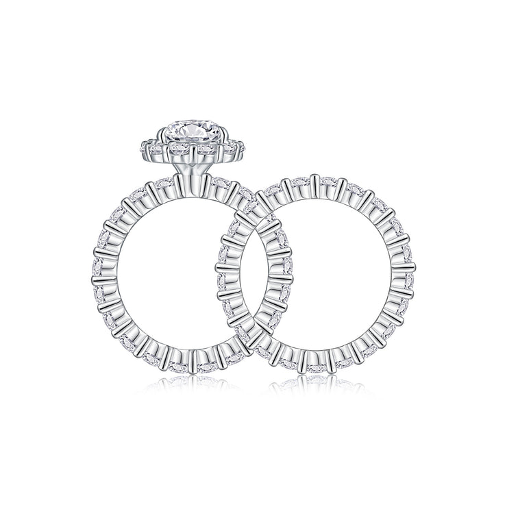 Love Ring - Set With Top-quality Pear-shaped Moissanite S925, Silver And Platinum-plated Diamond Wedding Ring. The Ring Can Be Inspected With A Diamond Pen