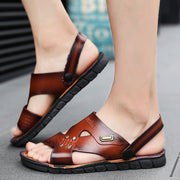 Leather soft bottom men's sandals and slippers