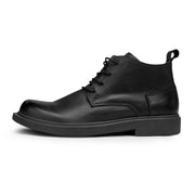 Men's  Leather Boots Flat Lace-up Mid-top Boots Casual Shoes