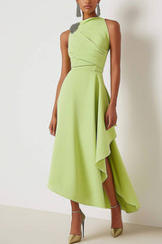 Party Dress Sage Green Sleeveless Midi Dress