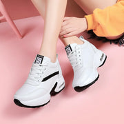 Women's Height Increasing Platform Sneakers Durable PU Construction Breathable Mesh Lining Anti-Slip Midsole Designer Tenis De Mujer