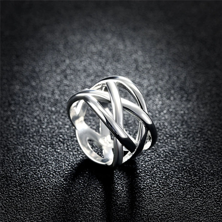 Women  Sterling Silver Cross Intertwined Ring