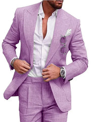 Men's Casual Slim Fit Business 2-Piece Set Breathable Blazer And Pants Ensemble with Digital Printed Seamless Fusing