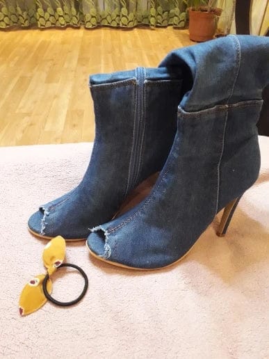 Women Thigh  High Heels sTassel Jean Boot