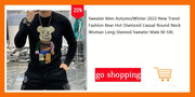 New Design Men's Sweater Hot Diamond Pattern Shiny Skull Sports Fitness Warm Top Plus Size