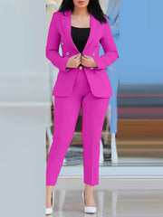 Trendy Fashion Business Suits for Women S-2XL Slim Fit Formal Office Wear Blazer Set with Breathable Blend Fabric Notched Collar