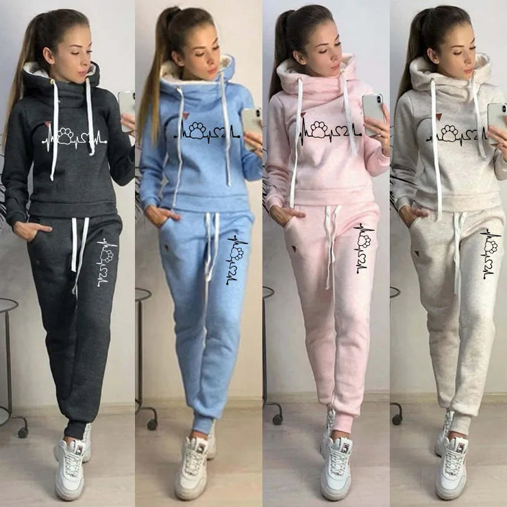 Women Hooded Pullover Hoodies and Pants Suit Outfits ,Tracksuits