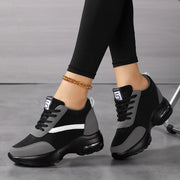 Women's Height Increasing Platform Sneakers Durable PU Construction Breathable Mesh Lining Anti-Slip Midsole Designer Tenis De Mujer