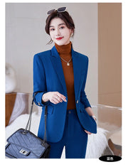 Wome's Fashion Blazer Suit Set Professional Business Two Pieces Slim Fit Blazer And Pants Casual Wear Polyester Nylon