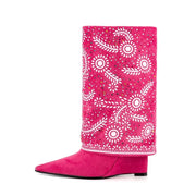 Women's Solid Suede Long Boots Low Heel Pointed Toe Fashion Knee High Booties Slip-On Shoes Straight Upper for Casual Outfits