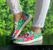 Women's Slip-On Flat Canvas Boat Shoes Blue Pink Tie Dye Breathable Lightweight round Toe Loafers for Outdoor Activities