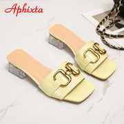 Transparent Square Heels Women Peep Toe Mules - Summer Slip-on Silver/Vibrantly Heel Sandals- Bronze with Peep- Toe Metal-Make a Grand Scene & Stand Our Class Apart Footwear: Size Range 35-45 .
