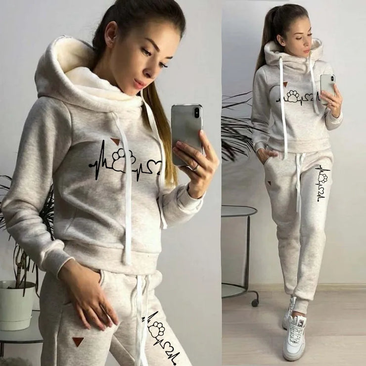 Women Hooded Pullover Hoodies and Pants Suit Outfits ,Tracksuits