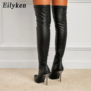 Women  Sexy Over The Knee  Thin Heels Pointed Toe Zipper Thigh High Booties Winter Boots