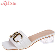 Transparent Square Heels Women Peep Toe Mules - Summer Slip-on Silver/Vibrantly Heel Sandals- Bronze with Peep- Toe Metal-Make a Grand Scene & Stand Our Class Apart Footwear: Size Range 35-45 .