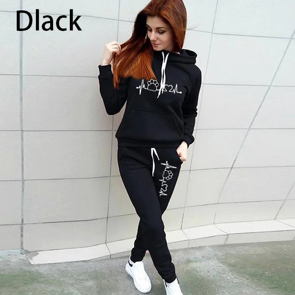 Women Hooded Pullover Hoodies and Pants Suit Outfits ,Tracksuits