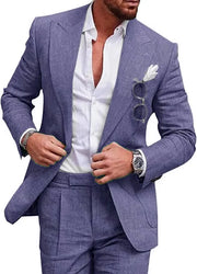 Men's Casual Slim Fit Business 2-Piece Set Breathable Blazer And Pants Ensemble with Digital Printed Seamless Fusing