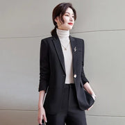 Wome's Fashion Blazer Suit Set Professional Business Two Pieces Slim Fit Blazer And Pants Casual Wear Polyester Nylon