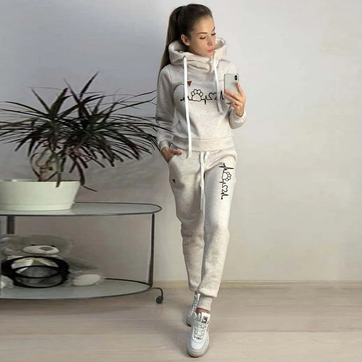 Women Hooded Pullover Hoodies and Pants Suit Outfits ,Tracksuits