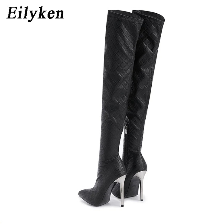 Women  Sexy Over The Knee  Thin Heels Pointed Toe Zipper Thigh High Booties Winter Boots