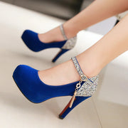 Women Bling Tassel High Heels Velvet  Platform Bottom Pumps  Dress