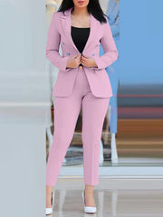 Trendy Fashion Business Suits for Women S-2XL Slim Fit Formal Office Wear Blazer Set with Breathable Blend Fabric Notched Collar
