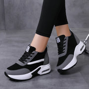 Women's Height Increasing Platform Sneakers Durable PU Construction Breathable Mesh Lining Anti-Slip Midsole Designer Tenis De Mujer