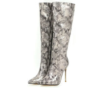 Women  High Heels r Knee High  Snakeskin Leopard Long Boots