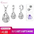 True Love 925 Sterling Silver Jewelry Sets For Women Cubic Zirconia Pendant Necklace Earrings Set Valentine's Gift