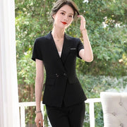 Women's Business Blazer Skirt Set Oversized Office Summer Outfit Notched Collar Full-Length Formal Two-Piece Suit