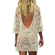 Women's Sexy Crochet Lace Bikini Cover up Smock Swimwear Mesh Beach Dress Tunic Robe Bohemian Style Cotton Polyester