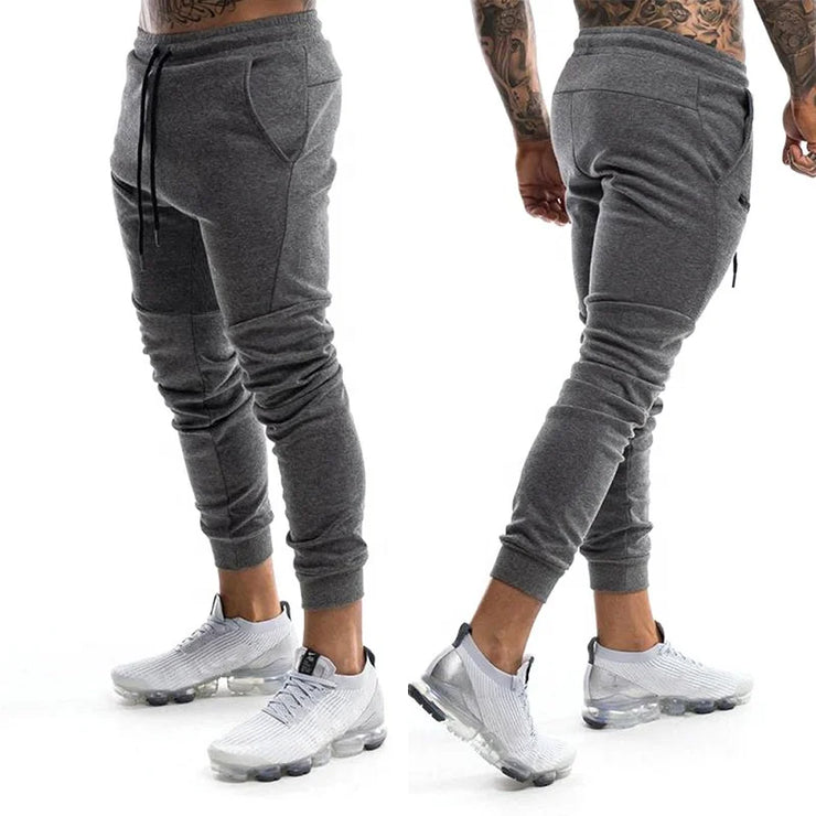 Custom Logo Cotton Gym Jogger Running Pants with Zipper Pocket Male Trousers Men Blank Workout Fitness Sweatpants