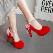 Women Bling Tassel High Heels Velvet  Platform Bottom Pumps  Dress