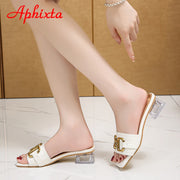Transparent Square Heels Women Peep Toe Mules - Summer Slip-on Silver/Vibrantly Heel Sandals- Bronze with Peep- Toe Metal-Make a Grand Scene & Stand Our Class Apart Footwear: Size Range 35-45 .