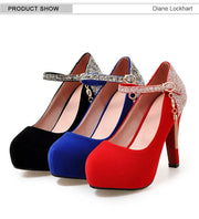 Women Bling Tassel High Heels Velvet  Platform Bottom Pumps  Dress