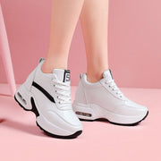 Women's Height Increasing Platform Sneakers Durable PU Construction Breathable Mesh Lining Anti-Slip Midsole Designer Tenis De Mujer