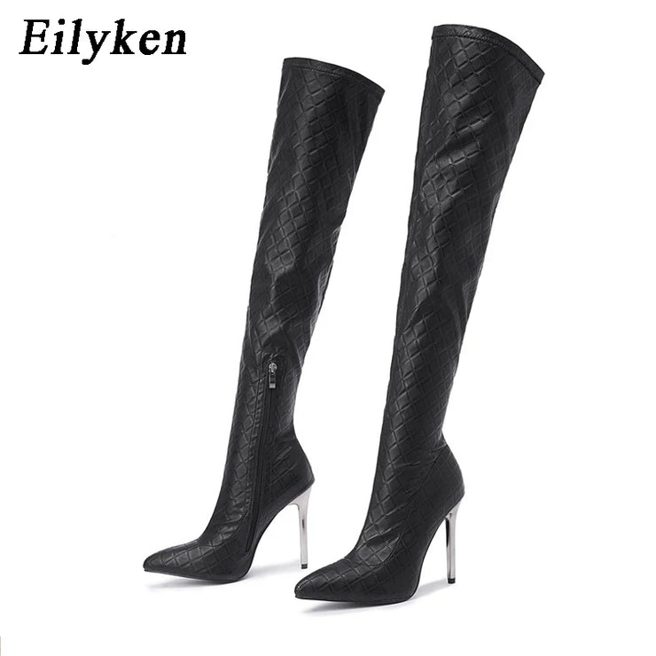 Women  Sexy Over The Knee  Thin Heels Pointed Toe Zipper Thigh High Booties Winter Boots