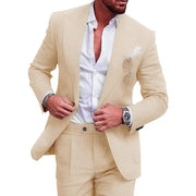 Men's Casual Slim Fit Business 2-Piece Set Breathable Blazer And Pants Ensemble with Digital Printed Seamless Fusing